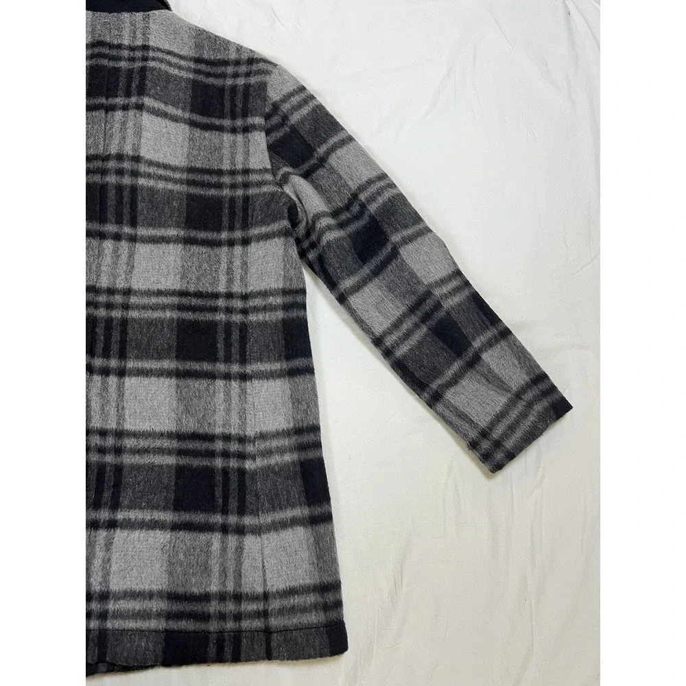 John Varvatos Carsen Coat Plaid Jacket‎ Wool Blend | Black Gray | Size Large